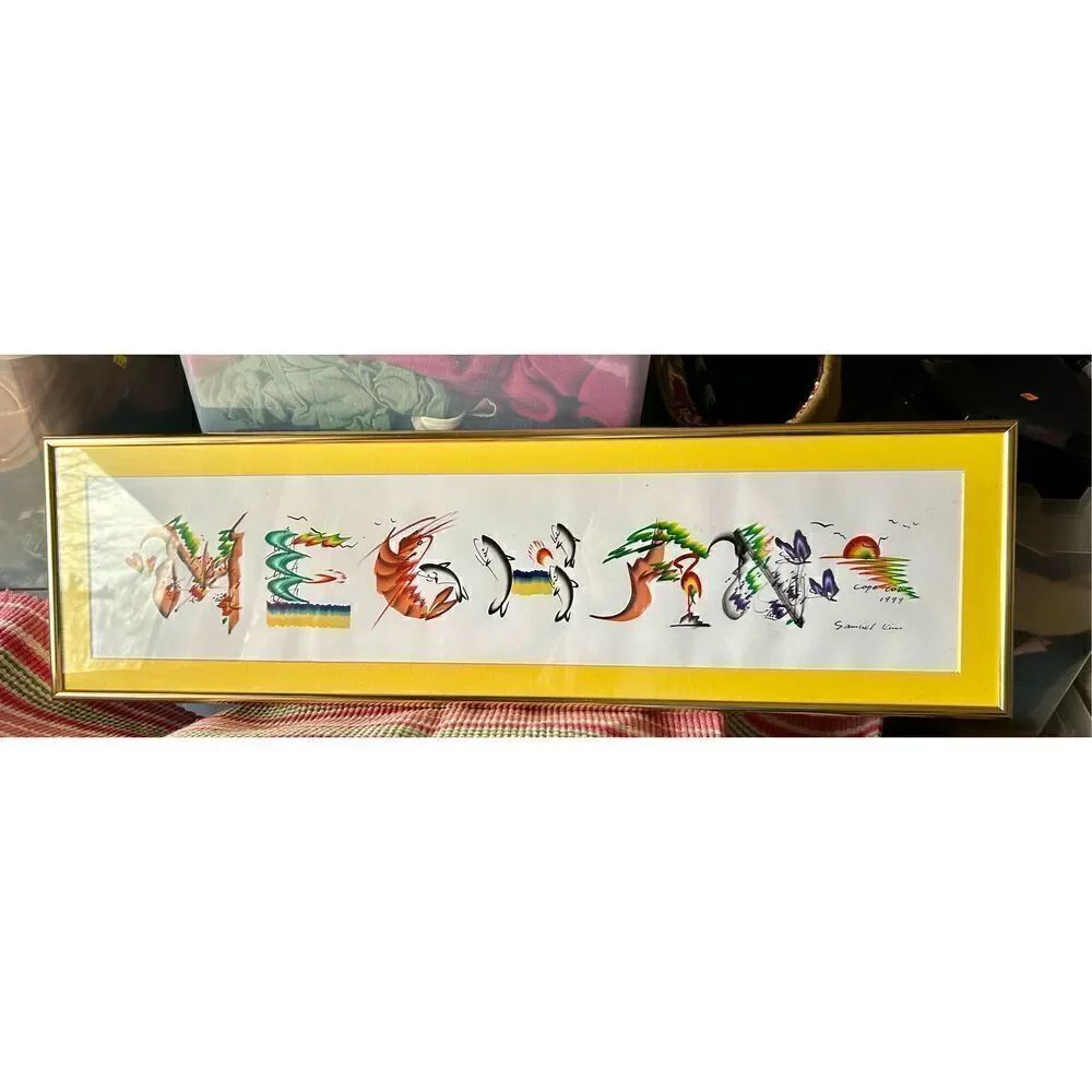 Exquisite Chinese Brush Art Framed Watercolor Hand-Painting Signed “Meghan”